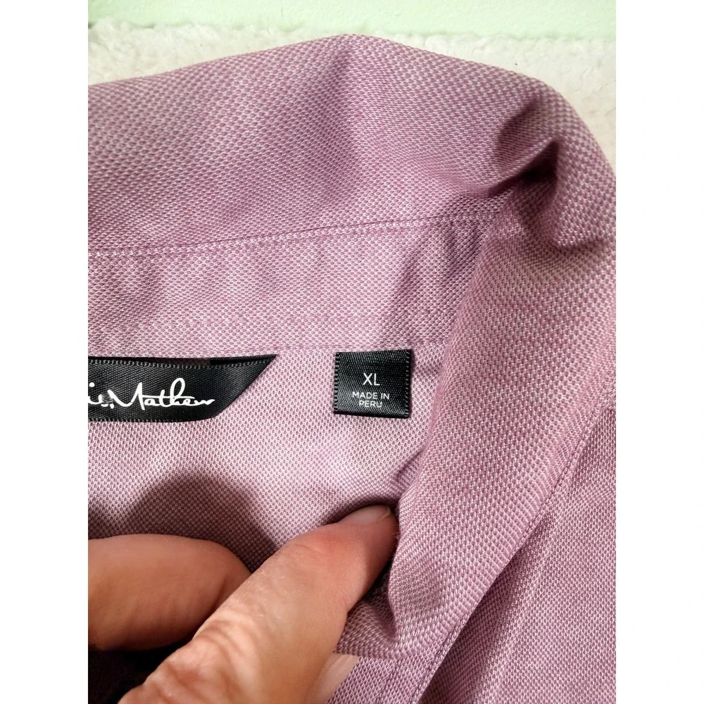 Lot of 2 Travis Mathew Mens XL Polo‎ Shirts Purple Striped Pima Cotton 1MU175